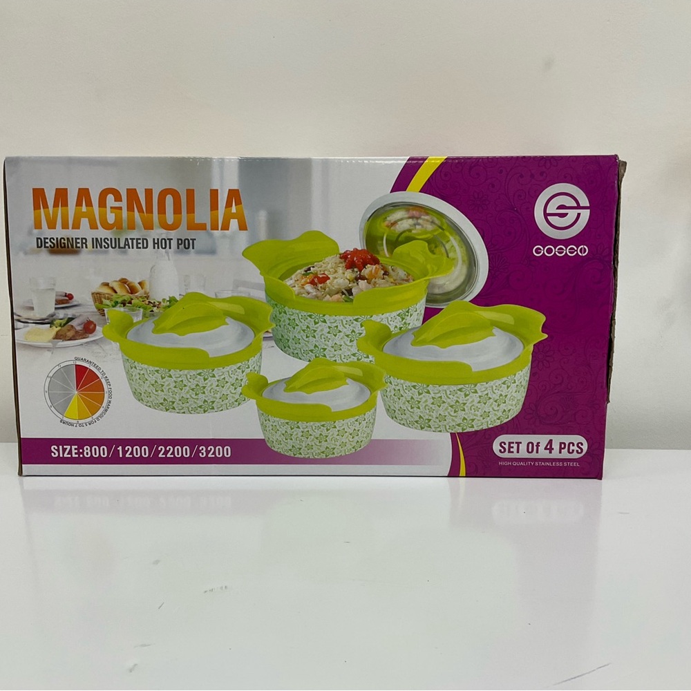 Magnolia Designer Insulated Hot Pot Set - Lime Green and White